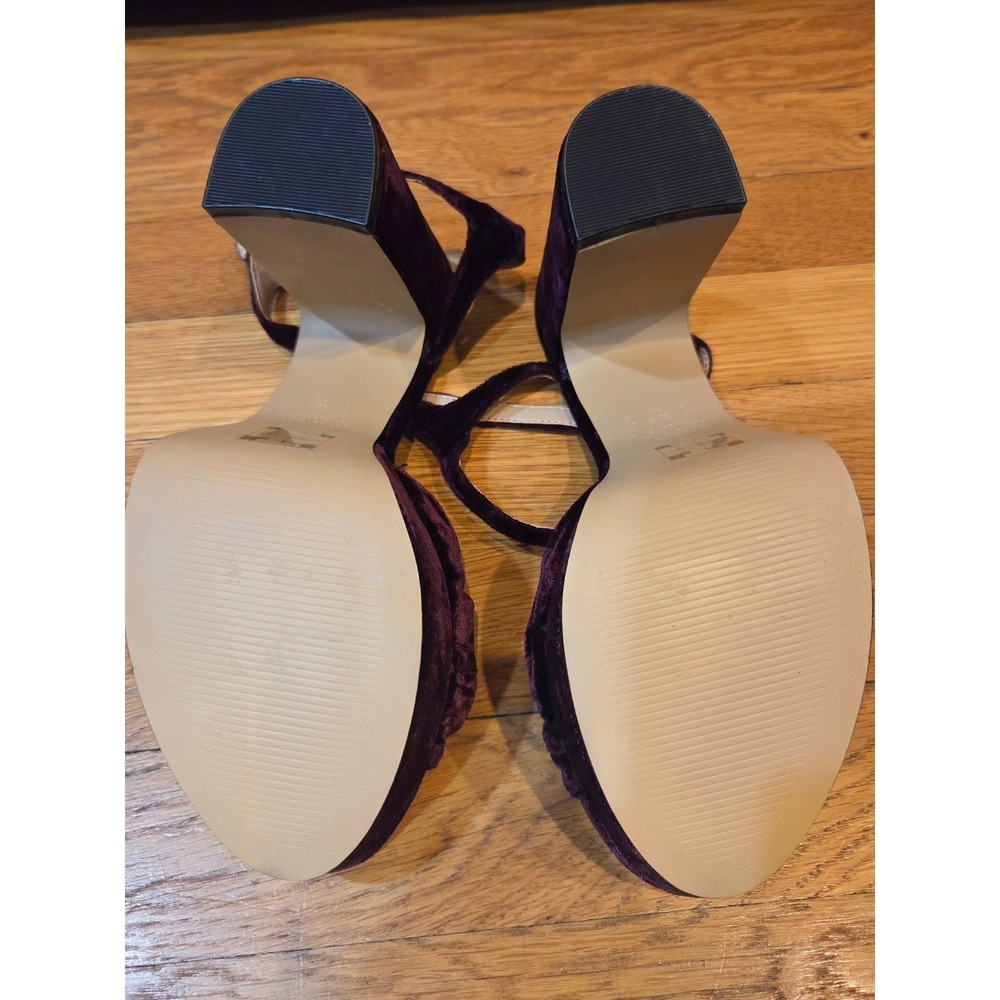 Draper James Paloma Plum Velvet Platform Block Heel Sandals Ankle Strap Sz 7.5 - Picture 10 of 12